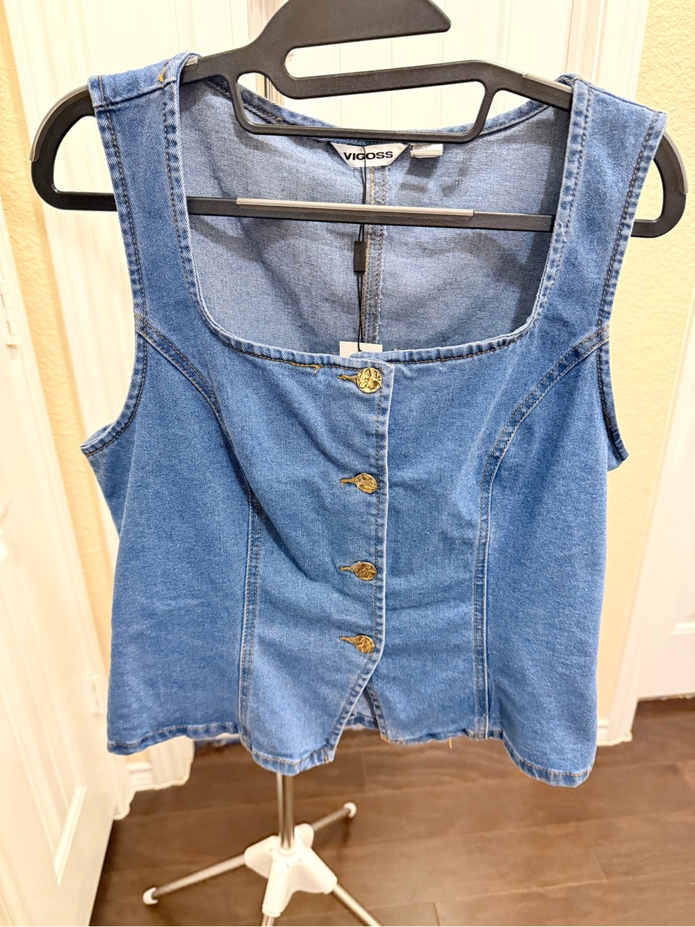 Vigoss Square-Neck Denim Vest NWT